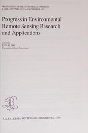 Progress in environmental remote sensing research and applications proceedings of the ... held 4-6 September, 1995, Basel, Switzerland
