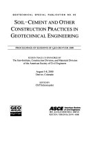 Soil-cement and other construction practices in geotechnical engineering proceeding of the ... held on the 5-8 August 2000