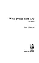 WORLD POLITICS since 1945