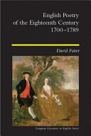 English poetry of the eighteenth century, 1700-1789