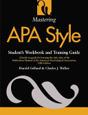 Mastering APA style student's workbook and training guide