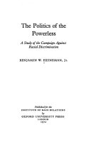 The politics of the powerless a study of the Campaign Against Racial Discrimination