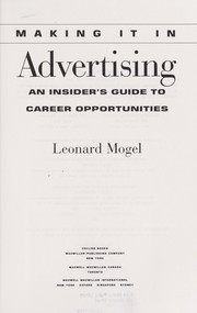 Making it in advertising an insider's guide to career oppurtunities