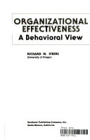 Organizational effectiveness a behavioral view