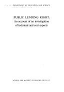 Public lending right an account of an investigation of technical and cost aspects