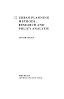 Urban planning methods research and policy analysis
