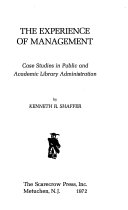 The experience of management case studies in public and academic library administration