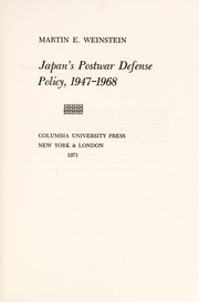 Japan's postwar defense policy, 1947-1968