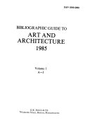 Bibliographic guide to art and architecture, 1985