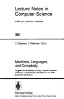 Machines, languages, and complexity