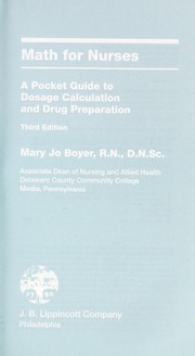 Math for nurses a pocket guide to dosage calculation and drug preparation