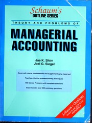 SCHAUM'S OUTLINE OF THEORY AND PROBLEMS OF MANAGERIAL ACCOUNTING